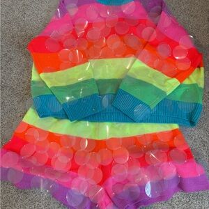 Queen of Sparkles Colorful Striped Sweater and Shorts Set